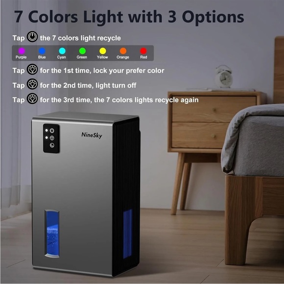 NineSky CT2 Gray Corded Electric Night Mode Odor Removal Dehumidifier 95OZ - Picture 4 of 4